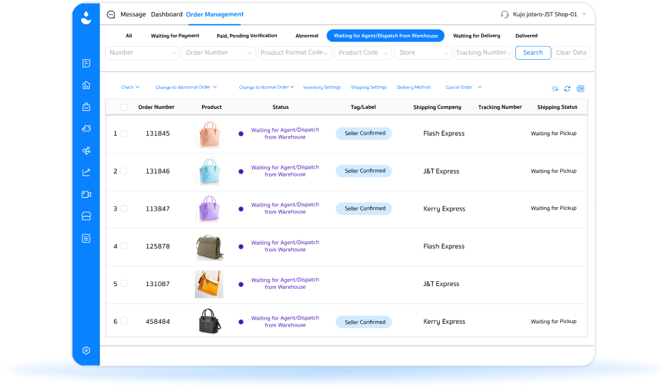 Send orders to the brand's warehouse