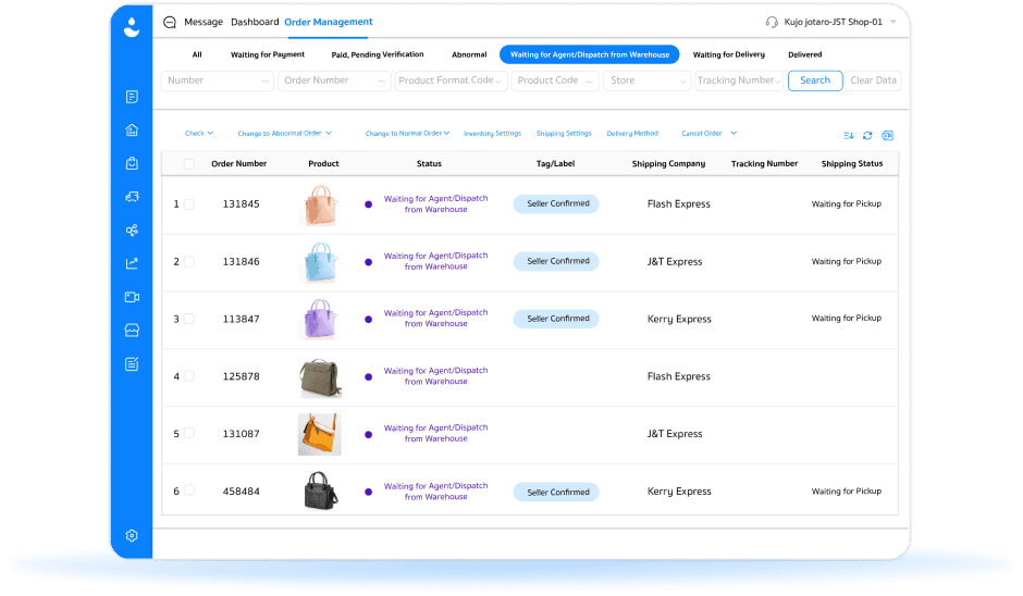 Send orders to the brand's warehouse